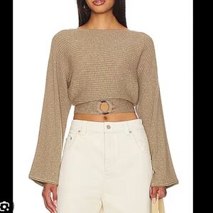 NWT Tularosa Deliz O Ring Open Back Knit Sweater in Tan